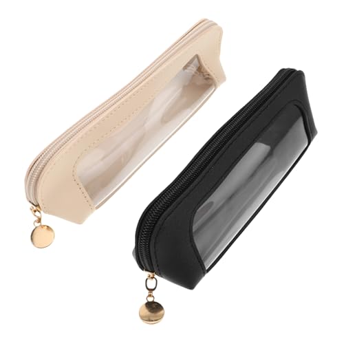 FRCOLOR 2 Stück Transparente Makeup Pinsel Aufbewahrungstaschen Wasserdichtes PU Reise Kosmetik Organizer mit Handriemen Großer Kapazität Leicht und Praktisch für Damen Unterwegs von FRCOLOR