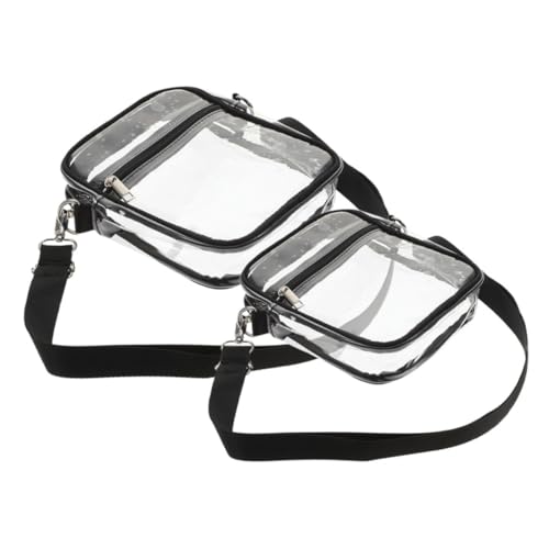 FRCOLOR 2 Stück Transparente PVC Umhängetaschen mit Reißverschluss Kleine Stadion Taugliche Crossbody Bags Verstellbarer Schultergurt Unisex Konzert und Eventtaschen von FRCOLOR