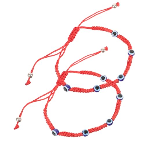 FRCOLOR 2 Stück Verstellbare Augen Armbänder Handgefertigte Rote Schnur Armbänder für Damen und Herren Stylische Glücksbringer für von FRCOLOR