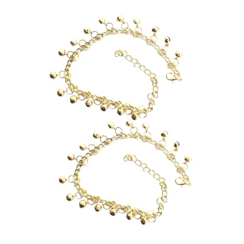 FRCOLOR 2 Stück Verstellbare Damen Fußkettchen mit Glocken Mehrlagige Fußkette für Sommer Strand Party Klangdekoration Schmuckkette für Damen Knöchel von FRCOLOR