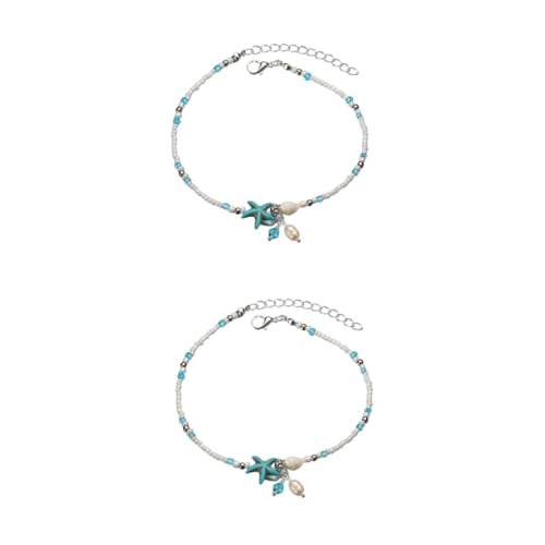 FRCOLOR 2 Stück Verstellbare Muschel Fußkette mit Perlen für Frauen Elegantes Strand Sommerpartys Festivals Einfache Handhabung Verleiht Jedem Outfit von FRCOLOR