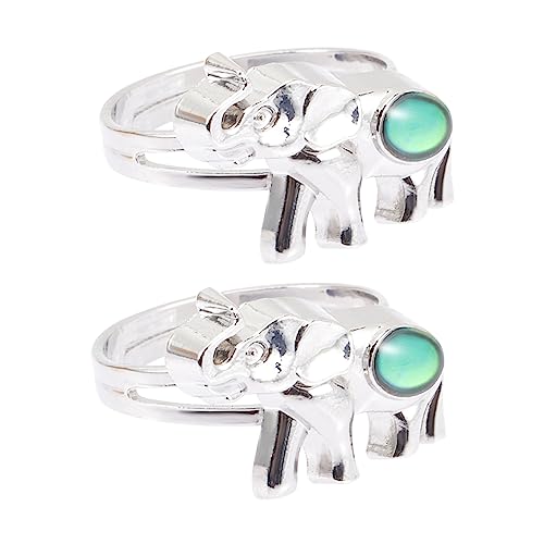 FRCOLOR 2 Stück Verstellbare Stimmungsringe Elefantenform Thermochromatische Farbwechselringe für Langlebiger Zinklegierungs Fingerring Modisches Cartoon Design Bequem und Robust von FRCOLOR