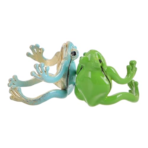 FRCOLOR 2 Stück Verstellbarer Froschring Damen Süßer Grüner Tier Schmuck Offener Fingerring Langlebig und Modisch Einzigartiges Verspieltes Design für Alltag und Freizeit von FRCOLOR