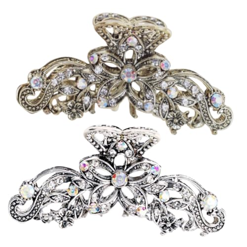 FRCOLOR 2stücke Blumen-haarspangen Aus Legierung Vintage-haar-accessoires Dekorative Haarspangen Zum Abteilen Für Frauen Und Mädchen Glitzernd Langlebig von FRCOLOR