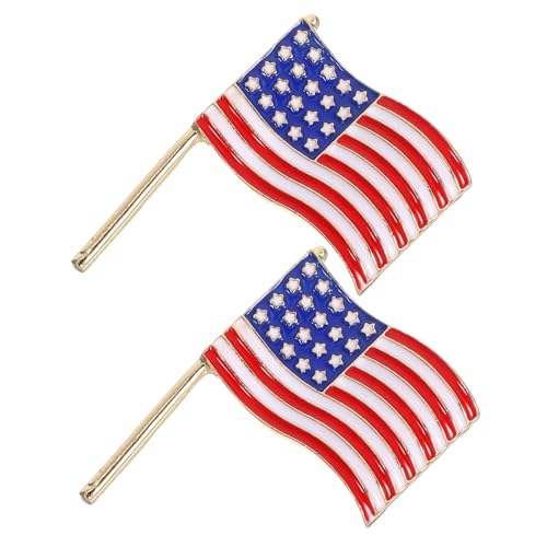 FRCOLOR 2 Stück Vintage Flagge Anstecknadel Emaille Brosche Patriotisch Rot Weiß Blau für Herren Anzug Unabhängigkeitstag Feier Accessoire Modisch Langlebig von FRCOLOR