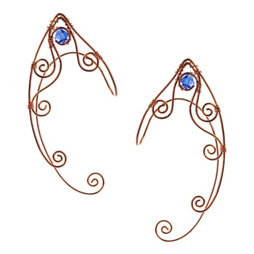 FRCOLOR 2 Stück Vintage Ohrclips Damen Handgefertigt Goldfarbene Ohrklemme Für Ohrlöcher Modischer Ohrschmuck Persönliches für Frauen Mädchen Teens von FRCOLOR