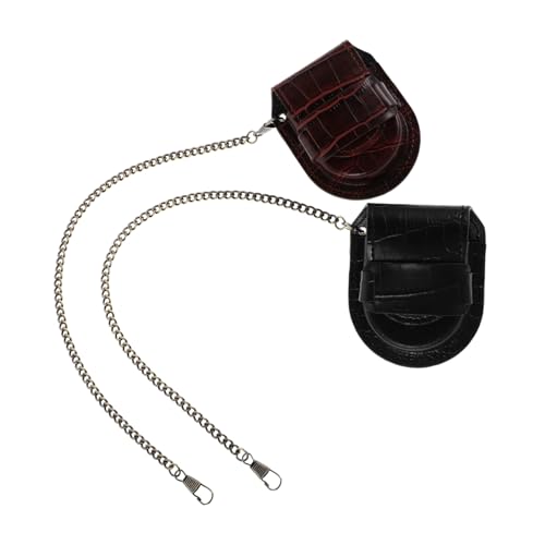 FRCOLOR 2 Stück Vintage PU Uhrenetui mit Kette Antike Taschenuhr Aufbewahrungstasche für Herren und Damen Elegantes Retro Muster Praktischer Gürtelhalter für Stilvollen Schutz und von FRCOLOR