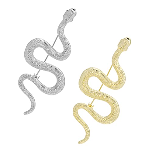 FRCOLOR 2 Stück Vintage Schlange Broschen in Gold und Silber Anstecknadeln für Kleidung und Taschen Stabile Halterung für Schals Freundschafts und Paarbroschen Elegantes Accessoire für von FRCOLOR