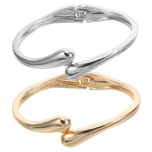 FRCOLOR 2 Stück Wasser Tropfen Armspange Polierte Metall Armreife mit Öffnung Einzigartiges Design für Damen Eleganter Schmuck für Partys Hochzeit und von FRCOLOR