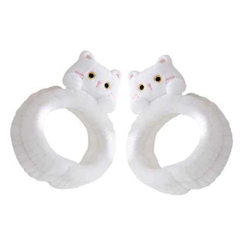 FRCOLOR Süßes Make-up-stirnband Mit Katzen-design 2er-pack Weiches Flanell-stirnband Für Damen Für Spa Yoga Und Workout von FRCOLOR