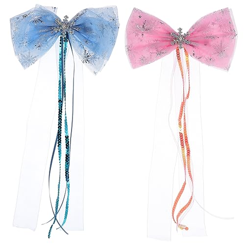 FRCOLOR 2 Stück Weihnachts Haarspangen mit Schleife und Schneeflocke Niedliche Haarklammern für Mädchen für Weihnachten Partys und Festliche Anlässe in Blau von FRCOLOR
