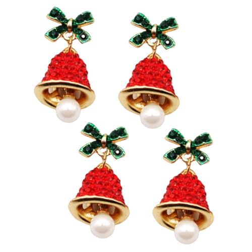 FRCOLOR 2 Stück Weihnachts Ohrringe mit Schleifen und Glöckchen Design Strahlenden Strasssteinen Allergikerfreundlichem Legierungsmaterial Vielseitig für Festliche Feiern und Alltag Xmas von FRCOLOR