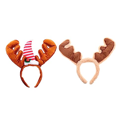 FRCOLOR 2st Weihnachtsgeweih Stirnband Weihnachts-haarschmuck Stirnband Aus Hirschhorn Kopfbedeckungen Für Weihnachtsfeiern Geweihohr Haarband Hirsch Stirnband Tuch Weihnachten Die Klingel von FRCOLOR