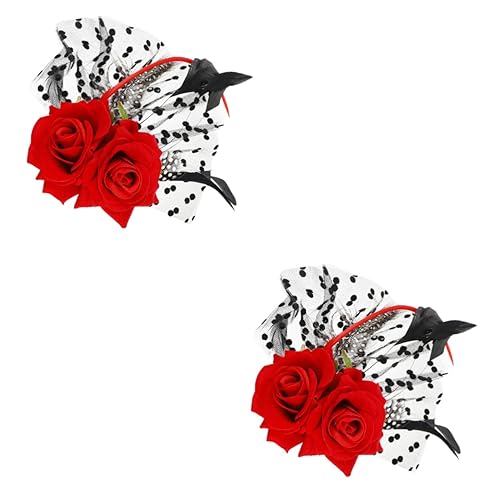 FRCOLOR 2st Halloween Rote Rose Haarnadel Kopfschmuck Brautkleid Haarschmuck Bühne Bankett Foto Zubehör Haarnadel Derby-fascinator Brauthaarspangen Für Frauen Rosen Kopfhörer Stoffblumen von FRCOLOR