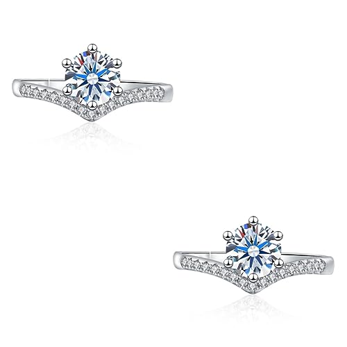 FRCOLOR 2 Stück Zirkonia Ring für Damen Eleganter Verlobungsring Design Hochzeiten Geburtstage Besondere Anlässe Schmuck für Frauen von FRCOLOR