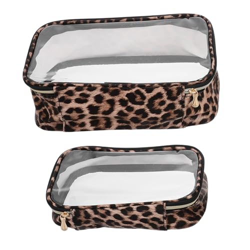 FRCOLOR 2 Stück wasserdichte Kosmetiktasche Leopard Print Transparent Teiliges Reise Groß und Mittelgroß Toilettenartikel Organizer Kulturbeutel für Damen Tragbar und Geräumig von FRCOLOR