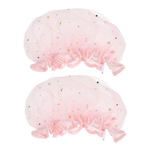 FRCOLOR 2stücke Wasserdichte Duschhaube Aus Satin Badezimmerhauben Make-up-hüte Atmungsaktiv Für Damen Zum Waschen Baden Und Essen von FRCOLOR