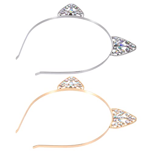 FRCOLOR 2 Stücke Glänzende Katze Ohren Stirnband Strass Haar Reif Frauen Mädchen Party Dekoration von FRCOLOR