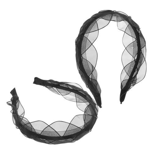 FRCOLOR 2stücke Schwarze Netz-haarbänder Für Damen Woven Petal Design Für Retro Cosplay Und Kostümpartys Bequemes Haarschmuck von FRCOLOR