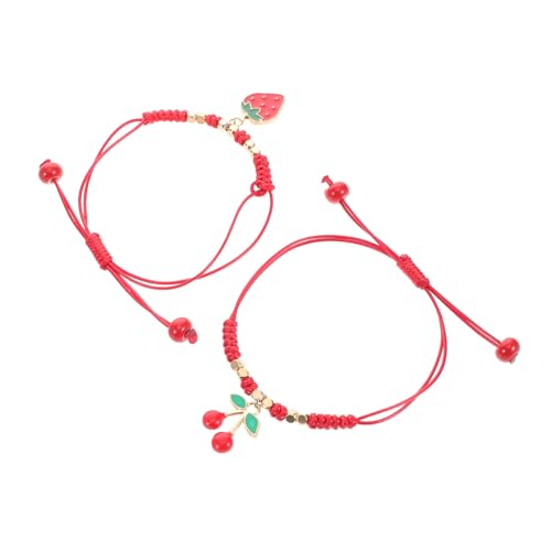 FRCOLOR 2 Stücke String Armband Schmuck Früchte Handgelenk Seil Legierung Rot FRCOLOR 2 Stücke String Armband Schmuck Früchte Handgelenk Seil Legierung Rot von FRCOLOR
