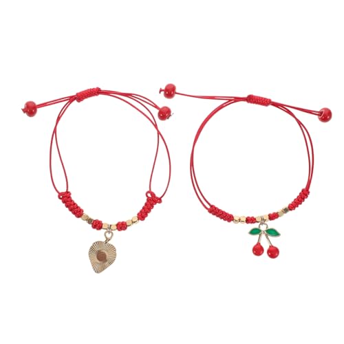 FRCOLOR 2 Stücke String Armband Schmuck Früchte Handgelenk Seil Rot Legierung FRCOLOR 2 Stücke String Armband Schmuck Früchte Handgelenk Seil Rot Legierung von FRCOLOR