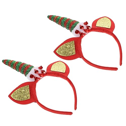 FRCOLOR 2 Teiliges Weihnachts Stirnband Set Flauschiges Einhorn Haar Accessoires Für Mädchen Haarband Tafelaufsätze Tiere Weihnachts Haar Accessoires Halloween von FRCOLOR