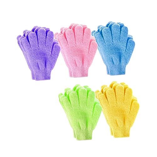 FRCOLOR 20 Stück Duschhandschuhe Exfolierende Körperhandschuhe für Fünf Finger Badetücher Effektive Hautreinigung und Massage Zufällige Farben Zufällige Farbe von FRCOLOR