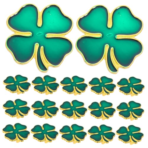 FRCOLOR 20 Stück Teiliges Grün Kleeblatt Anstecknadeln mit Magnetverschluss Schützende Broschen für Anzug Schal und Tasche Vielseitiges Accessoire für St Patrick S Day und Festliche von FRCOLOR