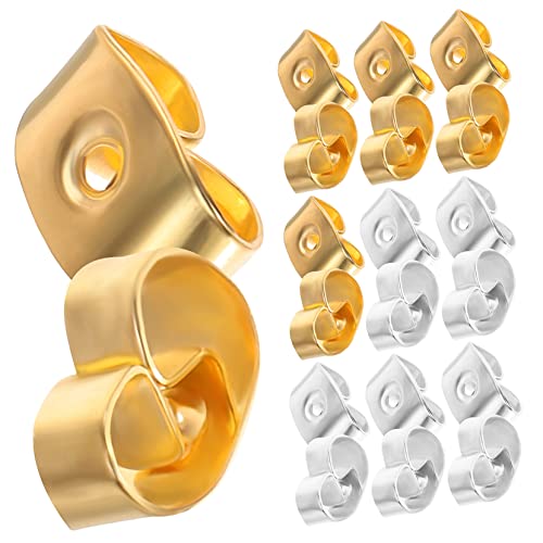 FRCOLOR 20 Stück Teiliges Ohrringverschluss Leichter Ohrstecker Stopper in Gold und Silber Sichere Ersatz Butterfly Verschlüsse für Frauen Kompatibel mit Meisten Ohrsteckern für DIY und von FRCOLOR