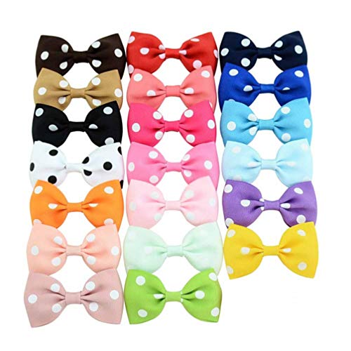 FRCOLOR 20Pcs Bowknot Hund Haarschleifen mit Französisch Haarspange Tupfen Tupfen Haustier Welpen Yorkie Teddy Pflege Haarschmuck für Kinder Kinder Weihnachten Größe M von FRCOLOR