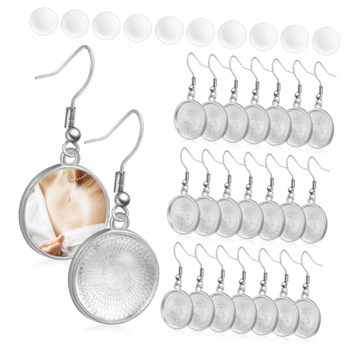 FRCOLOR 20paare Diy-ohrringe Rohlinge Blanko Für Sublimation Mit Drahthaken Schmuckherstellung Frauen Und Mädchen Ohrhaken Ohrringschalenrohlinge Cabochons Stempel von FRCOLOR