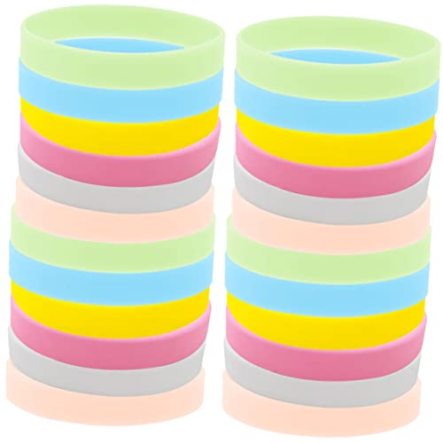 FRCOLOR 24 Stück Luminous Silikonarmbänder Leuchtende Handgelenk Bänder für Erwachsene für Partys Festivals und Besondere Anlässe in Verschiedenen Farben Grün Orange Gelb von FRCOLOR