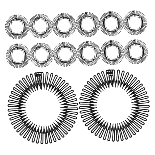 FRCOLOR 24 Stücke Stretchy Haarreifen mit Zacken Elastische Kreisförmige Haarkämme aus Flexiblem Kunststoff für Damen und Mädchen Sanftes Styling für Natürliche Haare und Perücken von FRCOLOR