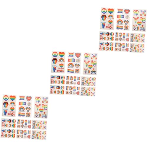 FRCOLOR 3 Sets Temporäre Tattoos Pride Decals Regenbogen Tattoos Mädchen Jungen Aufkleber Lustiges Partyzubehör Sicher Für Jungen Und Mädchen Erwachsene 9 Blätter * 3 von FRCOLOR