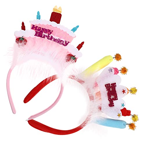 FRCOLOR 2Pcs Happy Birthday Happy Birthday Regenbogen Geburtstag Stirnband Mädchen Geburtstag Krone Kerzen Stirnband Krone von FRCOLOR