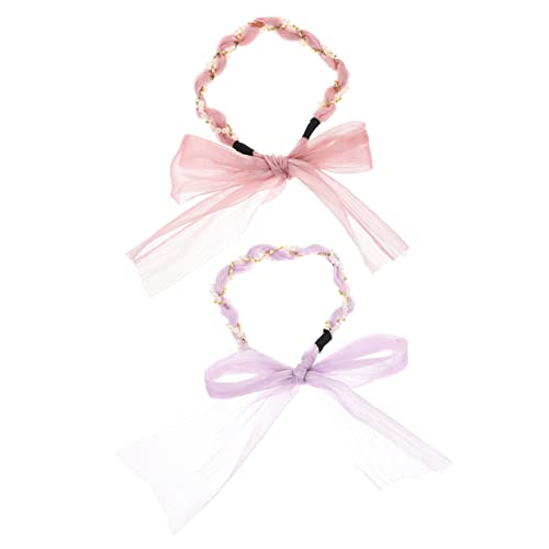 FRCOLOR 2st Perlen-streamer-stirnband Perlenstirnband Für Frauen Tiara Aus Spitze Party-haarreifen Perlenstirnbänder Für Frauen Stirnband Für Die Party Hochzeit Legierung Schmücken Mädchen von FRCOLOR