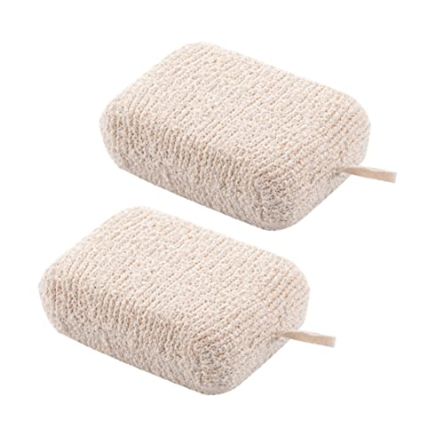 FRCOLOR 2St Befeuchte das Bad heizlùfter badezimmer-armaturen badezimmer-zubehör Schwammdusche Luffa-Badeschwamm Spa badehandtuch bad reinigungsschwamm Peelingschwamm Flachs Beige von FRCOLOR