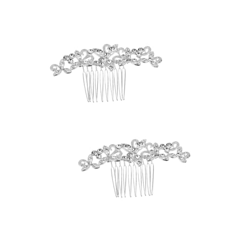 FRCOLOR 2St Brautkopfschmuck aus Strass haarschmuck haar spangen combs floraler Haarkamm Seitenkamm für Hochzeitshaare Tiara Brautkamm Hochzeit Haarkamm Blumen Kopfbedeckung Haarnadel Weiß von FRCOLOR