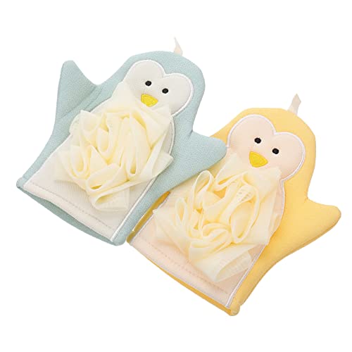 FRCOLOR 2stücke Junge Mädchen-badetücher Doppelseitige Peeling-handschuhe Für Sanfte Hautreinigung Für Bad Und Dusche Gelb Blau von FRCOLOR
