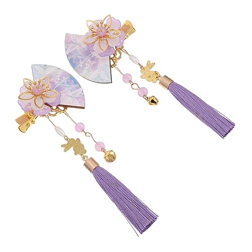 FRCOLOR 2st Haarnadel Japanisch Traditionelle Quasten-haarspangen Haarspangen Mit Blumenquasten Haarspangen Für Frauen Blumen Haarspange Zinklegierung Braut Stirnband Violett Die Blumen von FRCOLOR