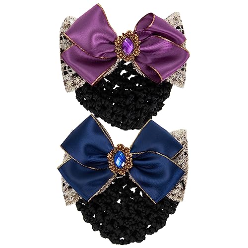 FRCOLOR 2stücke Damen Haarbun Abdeckung Netz Mit Schleifen-haarspangen Für Büro Eleganter Haarschmuck Für Für Einen Stilvollen Look Im Arbeitsumfeld von FRCOLOR