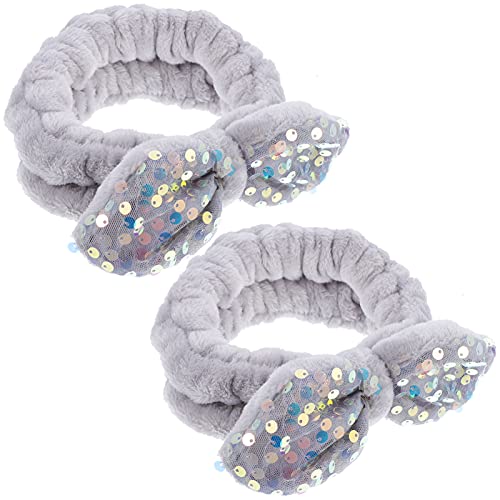 FRCOLOR 2stücke Elastische Spa Haar Bänder Pailletten Haar Bänder Zum Waschen Gesichts Kopf Handtücher Haargummis Für Make up von FRCOLOR