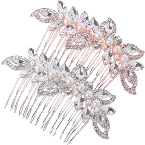 FRCOLOR 2st Haarspange Mit Strass Hochzeit Haarspange Blumenhaar Kopfbedeckungen Für Damen Kopfbedeckungen Für Frauen Haarschmuck Für Damen Hochzeits-tiara Mädchen Kamm Braut Legierung von FRCOLOR