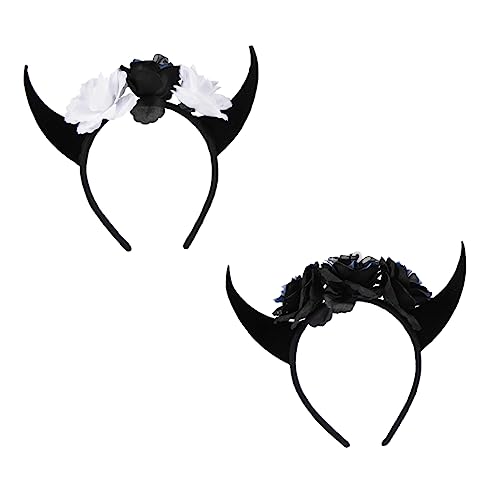 FRCOLOR 2stücke Halloween Horn-kopfbedeckungen Mit Blumen Und Kostüm-accessoires Für Partys Und Geeignet Für Erwachsene von FRCOLOR
