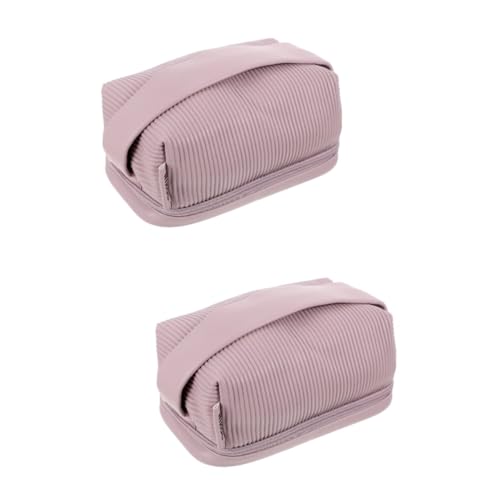 FRCOLOR 2st Handkosmetiktasche Kosmetiktaschen Reiseorganisationstasche Praktische Aufbewahrungstasche Widerstandsfähiger Rasierbeutel Große Kosmetik Makeup Tasche Leder Toast Damen von FRCOLOR