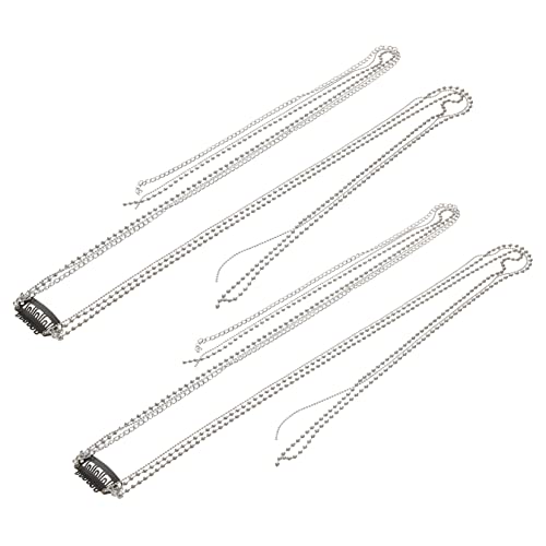 FRCOLOR 2stücke Teiliges Haarschmuck Set Mit Ketten Und Quasten Punk Haarclips Für Zöpfe Und Flechtfrisuren Haaraccessoires Für Damen Silber von FRCOLOR