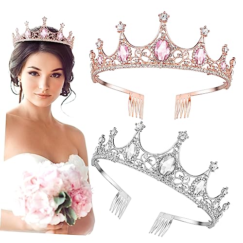 FRCOLOR 2St Krone bescherung weihnachten weinachts weihnachsgeschenk rönne Kopfschmuck für Mädchen Hochzeitstiara für Frauen Hochzeit Braut Tiara Hochzeit Stirnband Strasssteine von FRCOLOR