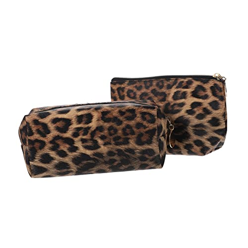 FRCOLOR 2St Leopard-Kosmetiktasche Leoparden-Kosmetiktasche Ohr Haarspange Beauty-Tasche Make-up-Taschen Reise-Kulturbeutel Toilettenartikel-Organizer tragbar Handtasche Fräulein Leder von FRCOLOR