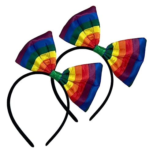 FRCOLOR 2st Regenbogen-stirnband Süßer Bowknot-haarreifen Hochzeit Stirnbänder Frauen Riesiges Schleifenstirnband Stirnbänder Mit Farbverlauf Haarschmuck Mädchen Kleidung Schwamm Fräulein von FRCOLOR