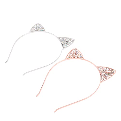 FRCOLOR 2St Stirnband mit Katzenohren weiße Katzenohren LED-Katzenohren Haarband mit Katzenohren faschingskostüme fasnachtskostüme Mädchen Stirnband Katzenstirnbänder für Mädchen Legierung von FRCOLOR